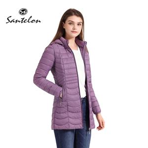 SANTELON 여성용 긴 따뜻한 파카 분리형 후드가있는 초경량 패딩 퍼퍼 자켓 코트 경량 아웃웨어 의류