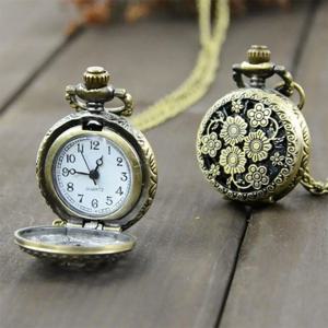 빈티지 Steampunk 석영 목걸이 조각 펜던트 체인 시계 주머니 시계 Steampunk 구리 빈티지 중공 아날로그 Fob 시계