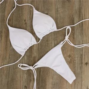 여성용 섹시한 비키니 세트, 푸시업 패딩 브라 티팬티, 투피스 수영복, 단색 비치웨어, 목욕 세트, 여름