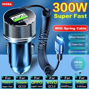 EDEBA 금속 USB 차량용 충전기(유형 C 케이블 포함) 12V 초고속 충전 차량용 어댑터 2 in 1 for iPhone Samsung Huawei VIVO OPPO