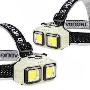 COB LED 강력한 헤드램프 USB 충전식 헤드 토치 USB 충전식 방수 야외 캠핑 낚시 사냥 검색 랜턴