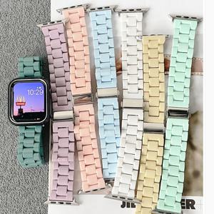 Apple Watch 용 캔디 컬러 수지 스트랩 IWatch 8 7 6 SE 5 4 3 2 1 용 40mm 42mm 44mm 45mm 49mm 스포츠 시계 교체 시계 밴드