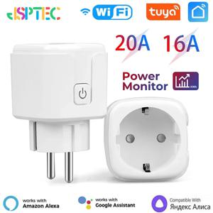 Tuya 스마트 소켓 EU16A/20A Wifi 스마트 플러그, 전력 모니터링 스마트 라이프 APP 원격 제어 지원 Google Assistant Alexa