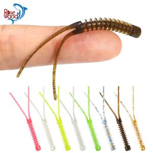 로즈우드 Ajing 소프트 루어 5.5cm TPR 미니 플라스틱 플로팅 Swimbait 실리콘 미끼 더블 테일 웜 락 낚시 구더기베이스 잉어