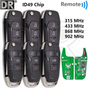 포드 에스코트 운송 탐색기 퓨전 레인저 랩터 F150 F250 F350 F450 F550 용 그레이트 ID49 칩 315/433/868/902MHz 자동차 원격 키