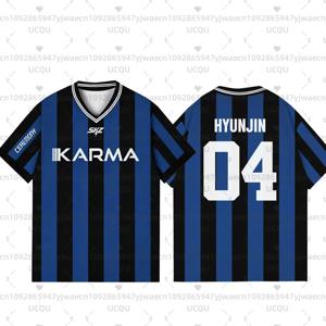 Kpop Stay Karma 앨범 팬 티셔츠 펠릭스 방찬 현진 스트리트웨어 캐주얼 스포츠 오버사이즈 반팔 티셔츠 코스프레 의류