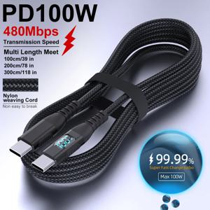 1M 2M 3M USB C to C 고속 충전 케이블 나일론 편조 5A 최대 고속 충전 아이폰 15 16 안드로이드용 전원 케이블