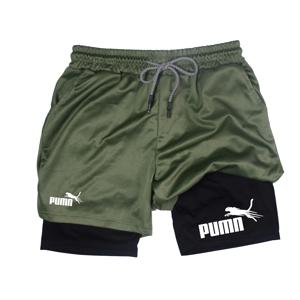 여름 통기성 투인원 더블 레이어 반바지 남성용 탄성 압축 반바지 빠른 건조 다기능 반바지 M-3XL