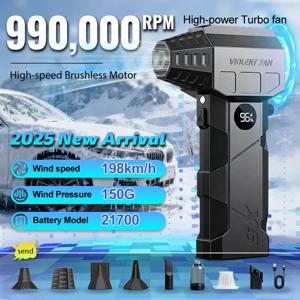 990000RPM 강력한 에어 블로워 터보 블로워 브러시리스 모터 강력한 팬 풍속 198km/h 디스플레이 포함 에어 더스터, 진공 키트