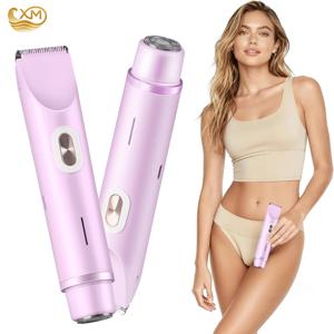 여성용 전기 면도기 듀얼 헤드 비키니 트리머 방수 바디 헤어 트리머 얼굴 제모기 (비키니, 겨드랑이, 다리, 팔용)