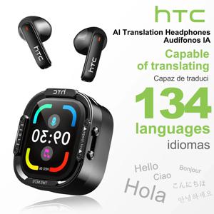 HTC NE70 블루투스 V6.0 헤드폰 스마트 터치스크린 무선 이어폰 AI 번역기 이어버드 게임용 이어버드 HD 베이스