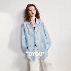 TOYOUTH 여성 셔츠 2026 봄 신상 리오셀 아세테이트 입체 자수 루즈핏 재킷