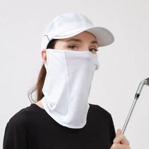 여름 자외선 차단 아이스 실크 마스크 선 프로텍션 비브 단색 선스크린 페이스 스카프 메쉬 통기성 페이스 스카프 넥 랩 커버