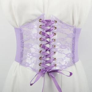 패션 여성 허리 코르셋 꽃 자수 탄성 허리띠 블랙 화이트 레드 핑크 와이드 레이스 슬리밍 바디 벨트 커머번드