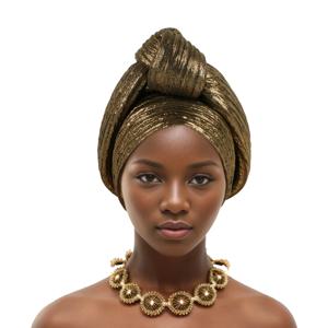 빛나는 탑 매듭 아프리카 Headtie 여성 Turban 모자 전통적인 아프리카 머리 장식 자동 Gele 머리 랩 나이지리아 결혼식 Geles