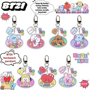 BT21 코야 RJ 슈키맨 치미 타타 쿠키 만화 귀여운 아크릴 키체인 창의적인 애니메이션 주변품 백팩 펜던트 휴일 선물