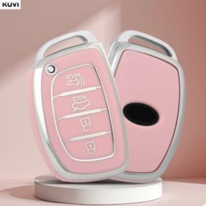 현대 투싼 싼타페 레나 쏘나타 엘란트라 크레타 ix35 ix45 i10 i30 i40용 핑크 TPU 자동차 스마트 키 케이스 커버 (액세서리)