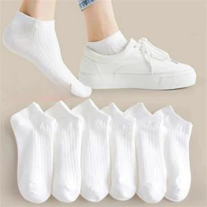5 짝/갑 발목 양말 여성 100% 코튼 보이지 않는 땀 흡수 소녀 로우 튜브 보트 양말 EU 36-42 여성 흰색 양말
