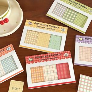 카와이 스퀘어 그리드 콤비네이션 스티키 노트 출시 예정입니다. 로맨틱 핸드북 데코레이션 기본 재료 종이 러블리 메모 패드