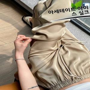 2026년 봄 여성용 루즈핏 실크 와이드 레그 팬츠 하이웨이스트 캐주얼 자외선 차단 얇은 롱 트라우저 아세테이트 새틴 아이스 실크