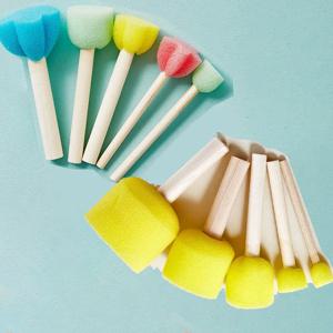 10개 세트 나무 손잡이 버섯 모양 스펀지 브러쉬 어린이 DIY 페인팅 스펀지 씰 세트 페인트 그래피티 독특한 아트 브러쉬 만들기