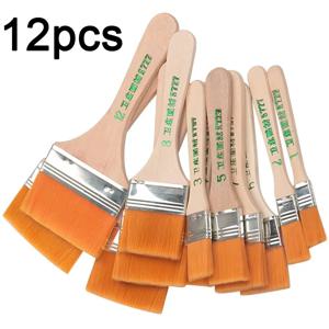12pcs 나일론 페인트 브러쉬 수채화 페인트 브러쉬 부드러운 나무 손잡이 드로잉 페인트 브러쉬 아크릴 오일 페인팅 아트 용품