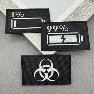 1pc Biohazard 패치 반사 빛 전술 패치 후크 및 루프 엠블럼 사기 배지 천 조끼 야외 장비