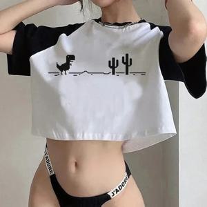 한국 스타일 캐주얼 크롭탑, Y2k 프린트 티셔츠, 하라주쿠 GOTH 크롭 망지 티셔츠, 재미있는 그래픽 티셔츠, 2000 년대