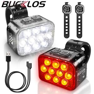BUCKLOS 10 LED 자전거 라이트 고휘도 자전거 후미등 방수 자전거 전조등 타입-C 충전 사이클링 램프