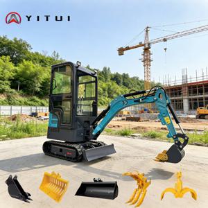 맞춤형 1.2톤 미니 굴삭기(배수로 굴착용)는 버킷과 어태치먼트가 포함된 견고한 일체형 디자인을 특징으로 합니다.