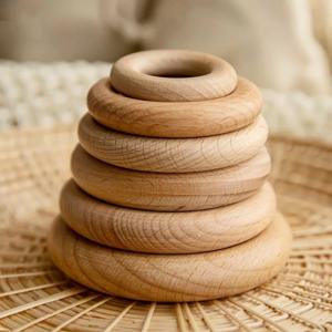 새로운 5Pc 40/55/60/65mm 너도밤 나무 나무 아기 젖니가 남 반지 아기를위한 나무 아기 Teethers 액세서리 DIY 팔찌 만들기