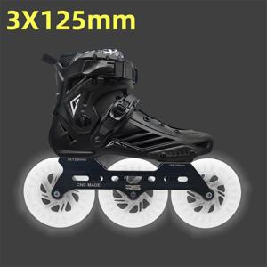 남성 여성 성인을위한 125mm LED 플래시 인라인 스피드 스케이트 신발 3X125mm 거리 도로 내리막 빠른 스케이트 경주 빅 휠 R5 125