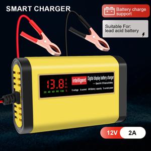 2A 12V 자동차 배터리 충전기 3단계 지능형 펄스 수리 자동차 배터리 유지 보수 저장 셀 충전 장치 디지털