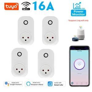 Tuya 스마트 소켓 IsraeL 플러그 16A 전원 모니터 Wifi 조명 스위치 Alexa, Google Assistant 용 스마트 라이프 원격 제어 콘센트