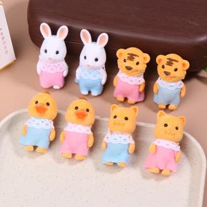 시뮬레이션 숲 동물 가족 토끼 고양이 호랑이 병아리 피규어, 만화 장식 인형, 어린이 선물 수집 장난감