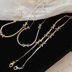 여성용 나비매듭 블레이드 초커 목걸이, 심플한 기질, 뛰어난 개성 감각, 칼라 본 체인, 패션 넥 쥬얼리