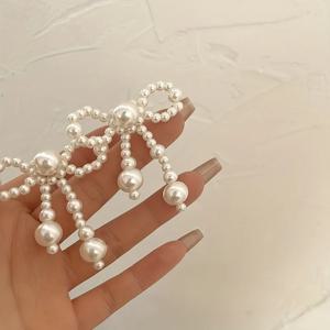 10pcs 손으로 짠 진주 활 하트 모양의 DIY 재료 장식 액세서리 의류 액세서리