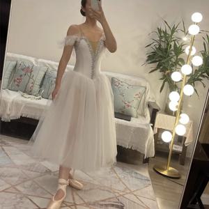 화이트 발레 드레스 긴 로맨틱 발레 투투 전문 백조의 호수 발레리나 Femme 어린이 소녀 요정 발레 의상