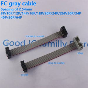 2.54mm 피치 FC-6/8/10/14/16/20/24/40/50/64 핀 20CM JTAG ISP 다운로드 케이블 DC3 IDC 박스 헤더용 회색 플랫 리본 데이터 케이블