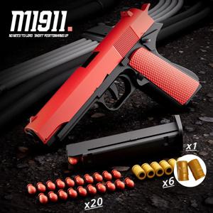 M1911 쉘 배출식 에어소프트 권총, 수동식 안전 소프트 총알 포함, 야외 사격 게임용 장난감 총 (어린이 및 성인용)