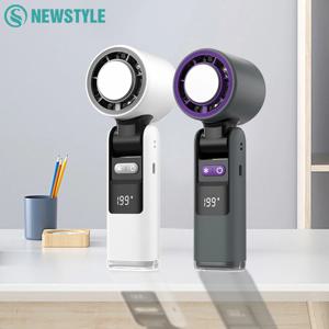 미니 핸드헬드 터보 팬 접이식 디자인 1-199단계 풍속 4000mAh 충전식 디지털 디스플레이 휴대용 포켓 팬 야외용