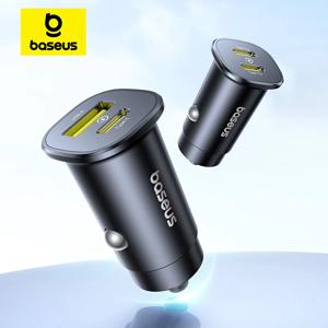 Baseus 30W 차량용 충전기 iPhone 16 15 Samsung S24 S25 Xiaomi Huawei Tablet 용 고속 충전 듀얼 포트 USB Type-C PD QC FCP AFC