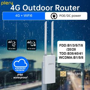 플레리 4G 라우터 실외용 IP66 CAT4 AX300 WiFi6 라우터 4G 외부 IP 카메라/CPE용 300Mbps 글로벌 LTE 라우터 3개의 5dBi 안테나 EU