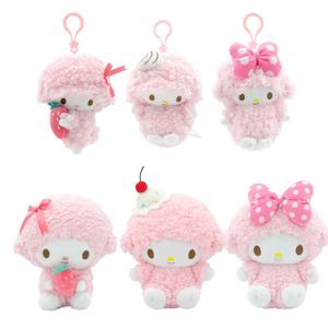 정품 Sanrio 피아노 플러시 장난감 헬로 키티 마이 멜로디 Kuromi Cinnamoroll 만화 학생 배낭 펜던트 장식 소녀 선물