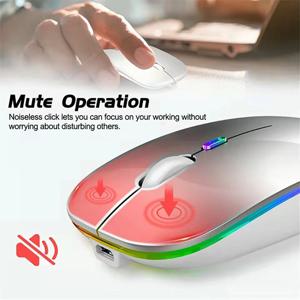 무선 마우스 Bluetooth 호환 및 2.4G 듀얼 모드 PC iPad 노트북 휴대폰 TV용 충전식 RGB 인체공학적 무음 클릭
