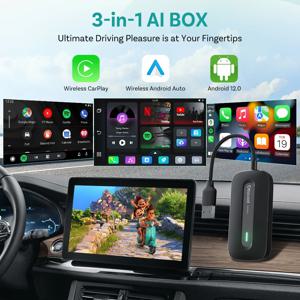 Ottocast Play2Video Pro Ai 박스 무선 카플레이 안드로이드 오토 어댑터 유튜브 넷플릭스 IPTV 내장 유선 카플레이 지원 차량용