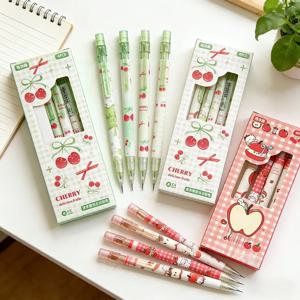 지우개가있는 4Pcs 0.5mm 기계식 연필 부드러운 쓰기 지울 수있는 프레스 자동 연필 학교 사무용품 학생 문구