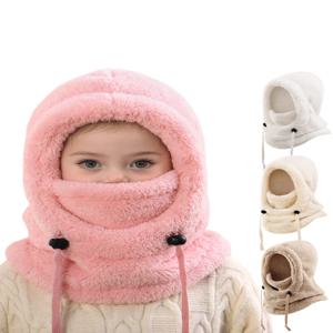 4-14세 어린이용 따뜻한 귀 보호 넥 워머 모자, 두꺼운 겨울 스키 사이클링 페이스 마스크 방풍 비니