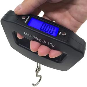 50kg/10g 디지털 수하물 저울, 휴대용 전자 여행용 가방 무게 측정기, 백라이트 전자 여행용 걸이형 저울