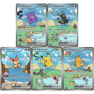 PKM PTCG 카드 버블 시리즈 세트 드래곤나이트 피카츄 엄브레온 빅티니 피카츄 커스텀 수집용 애니메이션 게임 카드 (포일 질감)
